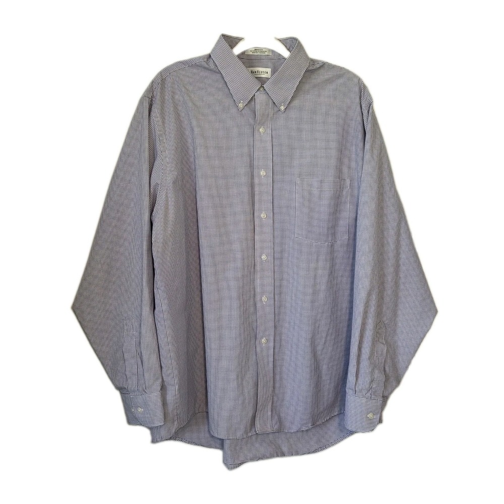 Mens Purple Dress Shirt Van Heusen Size 18 36/37 2XL Wrinkle Free Check